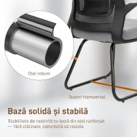 HOMCOM Scaun de Birou din Plasă Transparentă Fără Roți pentru Sală de Așteptare și Conferințe, Gri Închis(m-6)