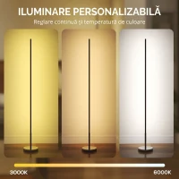HOMCOM Lampă de Podea LED de 150 cm cu Temperatura Culorii Reglabilă și Telecomandă, Argintiu(m-4)