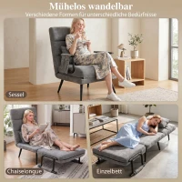 HOMCOM Schlafsessel 3 in 1 Klappbar Sessel mit Schlaffunktion, 186 x 60 cm Schlafsessel mit 5-stufig Verstellbarer Rückenlehne(m-4)