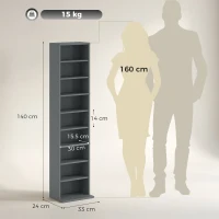 HOMCOM 260 Narrow CD Storage Unit - Grey(m-3)