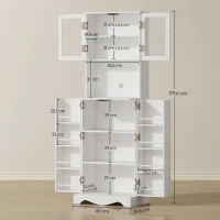 HOMCOM Mobile Dispensa Cucina con 2 Armadietti e 8 Ripiani, in Legno e Acrilico, 60x39.5x179.6 cm, Bianco(m-3)