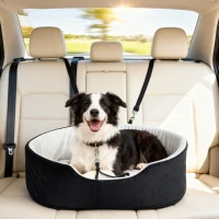 PawHut Siège auto pour chien avec ceinture de sécurité et fixation siège de voiture pour chien rembourré 77 x 43 x 28 cm noir(m-7)