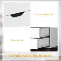 HOMCOM Cajonera de Oficina con 5 Cajones Ruedas Estante Ajustable Soporte para Impresora 78x40x66,5 cm Blanco(m-6)