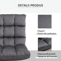 HOMCOM Fotoliu de Podea din Catifea cu Spătar Reglabil până la 180° și Tapițerie Groasă, 55x71x53.5cm, Gri Închis(m-7)