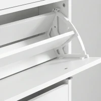 HOMCOM Zapatero para 32 Pares con 4 Cajones Abatibles y Estantes Regulables 80x23,5x157 cm Blanco(m-7)