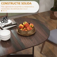HOMCOM Masă Pliabilă cu 2 Extensii Ovale, Consolă Economisitoare de Spațiu din Lemn, Maro(m-6)