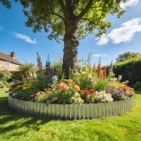 Outsunny Metal Garden Edging Border, 8 in x 21.3 ft Corrugated Heavy Duty Galvanised Steel Lawn Edging, Silver Tone(m-8)