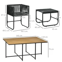 Outsunny 10 Seater Rattan Cube Garden Furniture Set, Rattan Dining Set with Cushions, Outdoor Dining Table and Chairs with 6 Armchairs, 4 Stools, Rectangular Wood Grain Plastic Top Table, Black(m-3)