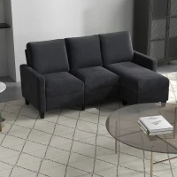 HOMCOM Ecksofa, Couchgarnitur, mit wendbarer Chaiselongue, 197 x 139 x 91cm, dunkelgrau(m-2)
