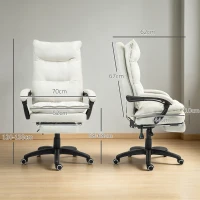 Vinsetto Massage-Bürostuhl, Schreibtischsessel mit Massagefunktion, höhenverstellbarer, ergonomischer Drehstuhl, Nylon, Cremeweiß(m-3)