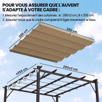 Outsunny Toile de Toit pour Pergola Tonnelle Rétractable de 3 x 3 m - Toile Uniquement 250 x 255 cm, Ecru(m-4)
