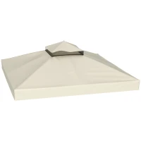 Outsunny Toldo de Recambio 3x3 m con Techo Doble con Orificios de Drenaje y Protección UPF30+ Crema Solo Toldo NO Incluye Marco(m-1)