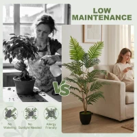 HOMCOM Artificial Fern Topiary Tree, Realistic Artificial Plant in Cement Pot, Fake Plant, 120cm(m-5)