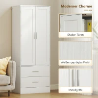 HOMCOM 159 cm Küchenschrank, verstellbare Regale, 2 Schublade, für Küche, Esszimmer, Spanplatte, MDF, Weiß(m-6)