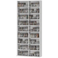 HOMCOM DVD-Regal, CD-Aufbewahrungsregal, 14 anpassbare Regale, 18 Fächer, 175 cm, Blu-ray-Regal, Spanplatte, Weiß(m-11)