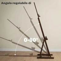 HOMCOM Cavalletto da Pittore Regolabile in Legno di Faggio con Vano Contenitore, 53x50.5x171-230cm(m-6)