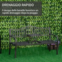Outsunny Panchina da Giardino 3 Posti a Doghe con Tavolino Sollevabile, in Metallo, 150x58.5x90 cm, Nero(m-6)