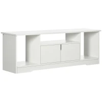 HOMCOM Mueble de TV para Televisor de hasta 42" Mesa para TV de Salón Moderna con Armario de Doble Puerta y 3 Compartimentos Abiertos 120x30x41cm Blanco(m-11)