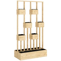 Outsunny Hochbeet mit Rankgitter Körbe, Holz Pflanzkasten Pflanzkübel Blumenkasten, 90 x 45 x 170 cm(m-1)