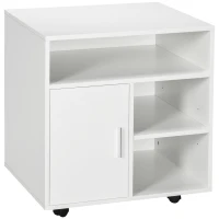 HOMCOM Multi-Storage Printer Stand, Mobile File Cabinet with Shelves, Modern Home Office Rolling Filing Cabinet with Wheels for Study, 60 x 50 x 65.5 cm, White(m-1)