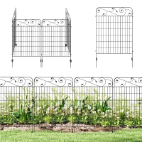 Outsunny Gartenzaun Gitterzaun Zaun, Vintage-Design, wetterbeständig, 3,52 x 1,1m, Schwarz(m-12)