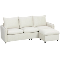 Set Canapea 3 Locuri, HOMCOM, Leathaire, 212x125x84cm, Crem