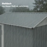 Outsunny Metall Gerätehaus 3,5 m², Hoher Abschließbar Geräteschuppen mit Sattedach Lüftungen Handschuhen, 209 x 177 x 236 cm(m-7)