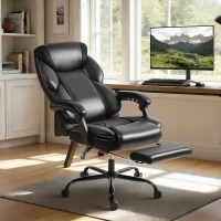 HOMCOM Adjustable Office Chair Reclining Computer Desk Chair with Footrest, Armrest, Casters, Black(m-10)