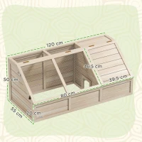 PawHut Maison enclos cage pour petit animal tortue en bois avec couvercle ouvrable, loquets, 2 espaces distincts, bois naturel(m-3)