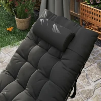 Outsunny Lettino Prendisole Pieghevole con Cuscino, Poggiatesta e Tasca Laterale, 58x189x32.5 cm, Nero(m-9)