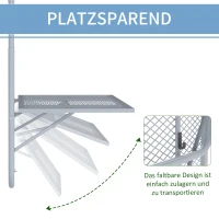 Outsunny Balkonhängetisch klappbar 4-fach höhenverstellbarer Hängetisch aus Metall wetterfest Balkontisch 60x40 cm Grau(m-5)