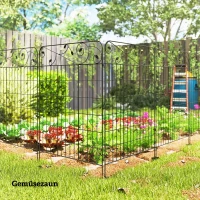 Outsunny Gartenzaun Gitterzaun Zaun, Vintage-Design, wetterbeständig, 3,52 x 1,1m, Schwarz(m-8)