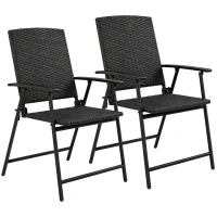 Outsunny Set of Two Folding Rattan Seat Chairs - Black(m-1)