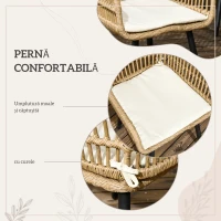 Outsunny Set de Grădină 7 Piese din Ratan PE cu Masă de Dining 153x89x74 cm și 6 Scaune 52x62x78 cm cu Perne(m-5)