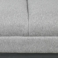 HOMCOM Banc design moderne, assise rembourrée en tissu aspect lin gris et structure en métal noir, charge 200 Kg, 120x44x45,5cm(m-9)