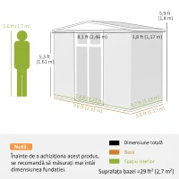 Outsunny Magazie pentru Unelte din Oțel Galvanizat cu 2 Uși, 246x117x180 cm, Gri Deschis(m-3)