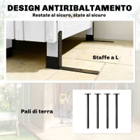 Outsunny Casetta porta Attrezzi in Legno con Tetto in Metallo e Scaffali Regolabili, 85x58x213 cm, Bianco(m-7)