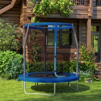 SPORTNOW Trampoline pour enfant trampolines de jardin avec filet de sécurité structure en acier Ø 183 x 200 cm bleu(m-2)