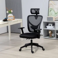 Vinsetto Sedia da Ufficio Ergonomica con Altezza Regolabile, Supporto Lombare e Poggiatesta, 66x61x106-116cm Nero(m-10)