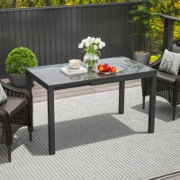 Outsunny Mesa de Comedor Extensible de Exterior de 85-125 cm para 4-6 Personas Mesa Rectangular para Porche Terraza Jardín(m-2)