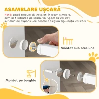 PawHut Gard Extensibil pentru Câini și Pisici cu Ușiță Integrată, Gard din Oțel și ABS, 75-85x2x76 cm, Alb(m-8)