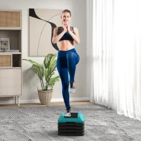 SPORTNOW Aerobic stepper marche d'exercice avec 5 hauteur réglable de 10/15/20/25/30 cm charge 150 kg pour maison gym bleu(m-14)
