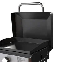 Outsunny Grill Griddle, Portable Gas Plancha, 3.5 kW, Tabletop Gas BBQ with Grease Cup for Camping Picnic Patios, Black(m-13)