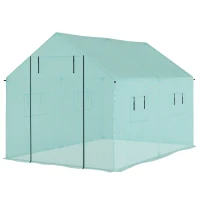 Outsunny Seră de Grădină Tip Tunel 2x3x2 m cu Uși și Ferestre Rulabile, Seră pentru Grădină cu Acoperiș Înclinat, Structură din Oțel și Acoperire PE, pentru Legume, Flori, Fructe, Anti-UV, Verde(m-12)