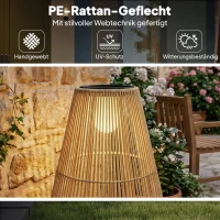 Outsunny Solar Stehlampe Rattan Solarlampen mit Lichtsensor LED Solarleuchte im Boho-Stil IP44 Wasserdicht(m-6)