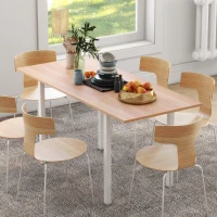 HOMCOM Table à manger extensible table de cuisine design moderne avec grand plateau 6 personnes cadre en acier marronfoncé(m-2)
