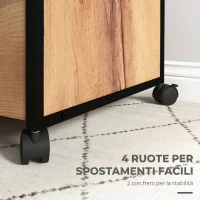 Vinsetto Cassettiera da Ufficio con 2 Cassetti con Serratura, Mobile con Ruote e Barra per Cartelle A4 e Lettera, 44 x 40 x 66.5 cm, Marrone Rustico(m-6)