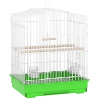 PawHut Jaula para Pájaros Pajarera de Acero con 2 Comederos 2 Perchas Columpio y Bandeja Extraíble Asa 46,5x36x59 cm Verde