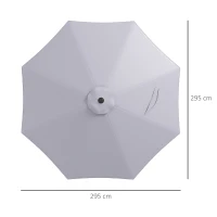 Outsunny Telo per Ombrellone da Ø295 cm in Poliestere Grigio Resistente all'Acqua con Presa d'Aria Superiore(m-3)