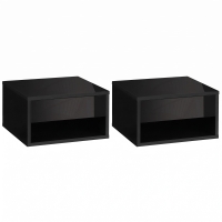 HOMCOM Floating Bedside Tables Set of 2, Wall Mounted Nightstand, High Gloss Black